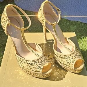 Thalia Sodi Shimmering Gold Heels